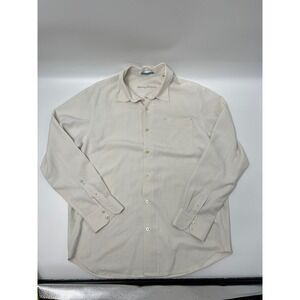 Tommy Bahama Mens Silk Button Down Shirt Beige Plaid Long Sleeve XL